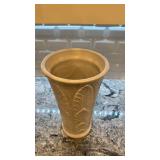 White Ceramic Vase with Leaf Motif, 14.5 in x 8 in