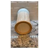 White Ceramic Vase with Leaf Motif, 14.5 in x 8 in