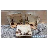 Set of 3 CFH GDM Limoges Hand-Painted Porcelain Plates with Nautical Scenes