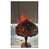 Stained Glass Tiffany Style Dragonfly Table Lamp with Decorative Base, 23in x 17in