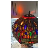 Stained Glass Tiffany Style Dragonfly Table Lamp with Decorative Base, 23in x 17in