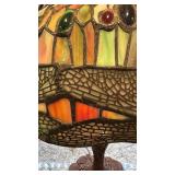 Stained Glass Tiffany Style Dragonfly Table Lamp with Decorative Base, 23in x 17in