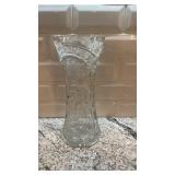 12-Inch Cut Glass Floral Crystal Vase