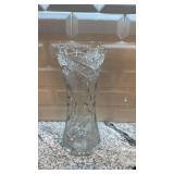 12-Inch Cut Glass Floral Crystal Vase