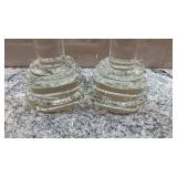 Set of 2 Crystal Glass Candlestick Holders 11 in and 16 in
