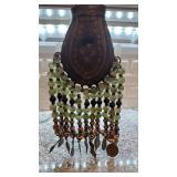 Decorative Tribal Beaded Wall Hanging with Metal and Stone Accents