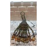 Decorative Tribal Beaded Wall Hanging with Metal and Stone Accents
