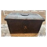 Antique Wooden Travel Chest with Metal Hardware 19x10x11