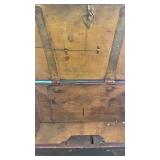 Antique Wooden Travel Chest with Metal Hardware 19x10x11