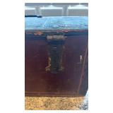 Antique Wooden Travel Chest with Metal Hardware 19x10x11