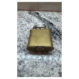 Vintage Golden Wheel Lighter with Peacock Design and Original Box