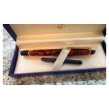 Waterman Paris Red Marble Fountain Pen with Gift Box