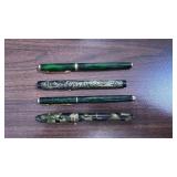 Collection of 4 Vintage Fountain Pens with Marbled Patterns