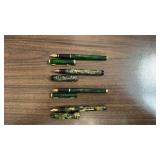 Collection of 4 Vintage Fountain Pens with Marbled Patterns