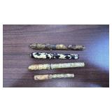 Set of 4 Vintage Celluloid Fountain Pens Assorted Colors