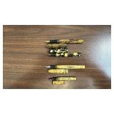 Set of 4 Vintage Celluloid Fountain Pens Assorted Colors