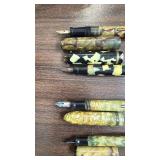Set of 4 Vintage Celluloid Fountain Pens Assorted Colors
