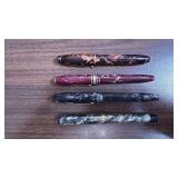 Set of 4 Vintage Marbled Fountain Pens Assorted Colors