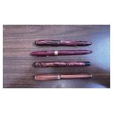 Collection of 4 Vintage Marbled Fountain Pens