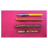 Set of 4 Vintage Fountain and Ballpoint Pens Assorted Styles