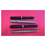 Collection of 4 Vintage Fountain Pens and Ballpoint Pen