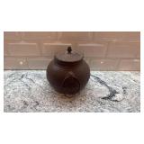 Vintage Cast Iron Lidded Pot with Handles, 5.5 x 6 Inches