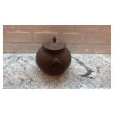 Vintage Cast Iron Lidded Pot with Handles, 5.5 x 6 Inches