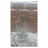 Etched Glass Vase with Asian Motif, 9.25 x 5 in