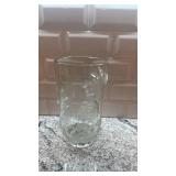 Etched Glass Vase with Asian Motif, 9.25 x 5 in