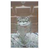 Etched Glass Vase with Asian Motif, 9.25 x 5 in
