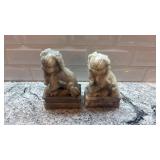 Pair of Carved Stone Foo Dog Statues, 7 x 4 Inches
