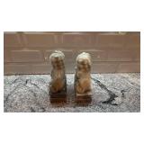 Pair of Carved Stone Foo Dog Statues, 7 x 4 Inches