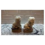 Pair of Carved Stone Foo Dog Statues, 7 x 4 Inches