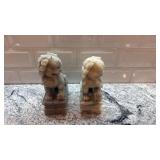 Pair of Carved Stone Foo Dog Statues, 7 x 4 Inches