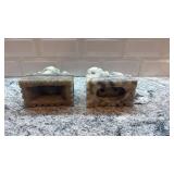 Pair of Carved Stone Foo Dog Statues, 7 x 4 Inches