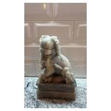Pair of Carved Stone Foo Dog Statues, 7 x 4 Inches
