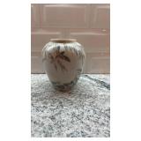 Hand-Painted Porcelain Vase with Bird and Nature Motif 5 x 4 Inch