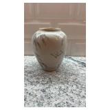 Hand-Painted Porcelain Vase with Bird and Nature Motif 5 x 4 Inch