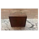Vintage Chinese Metal Teapot with Wooden Storage Box