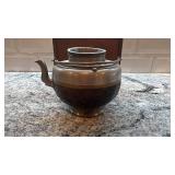 Vintage Chinese Metal Teapot with Wooden Storage Box