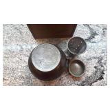 Vintage Chinese Metal Teapot with Wooden Storage Box