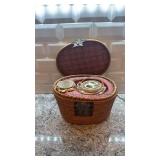 Vintage Asian Tea Set with Teapot, 3 Cups, and Woven Basket Case