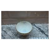 Porcelain Bowl and Saucer Set with Gold Crane Motif