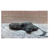 Alex P. Signed Inuit Stone Carving of Two Seals 10 x 4 Inches