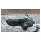 Alex P. Signed Inuit Stone Carving of Two Seals 10 x 4 Inches