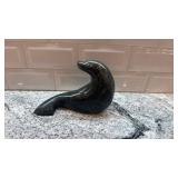 Inuit Soapstone Seal Sculpture by Inukjuak Artist, 7.5 x 5.5 Inches