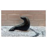 Inuit Soapstone Seal Sculpture by Inukjuak Artist, 7.5 x 5.5 Inches