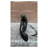 Inuit Soapstone Seal Sculpture by Inukjuak Artist, 7.5 x 5.5 Inches