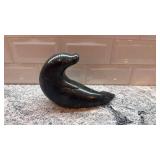 Inuit Soapstone Seal Sculpture by Inukjuak Artist, 7.5 x 5.5 Inches