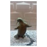 Inuit Soapstone Walrus Sculpture with Certificate 7.5 x 6 Inches